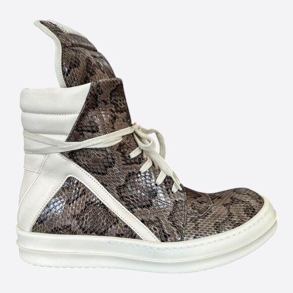 Rick Owens Python & White Women's Geobaskets - Picture 1 of 7